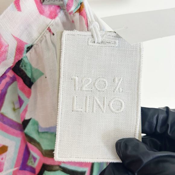 120% Lino Printed Wrap Multi-Color Skirt Size IT46 (Large) Linen - Picture 6 of 7